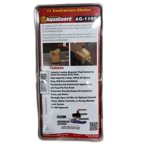 BNIB Rectorseal AquaGuard AG 1100+ Magnetic Float Switch for Metal Drain Pans - Picture 4 of 4